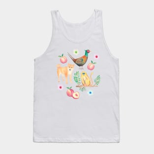 Dog, Monkey and Pheasant with Peaches Tank Top